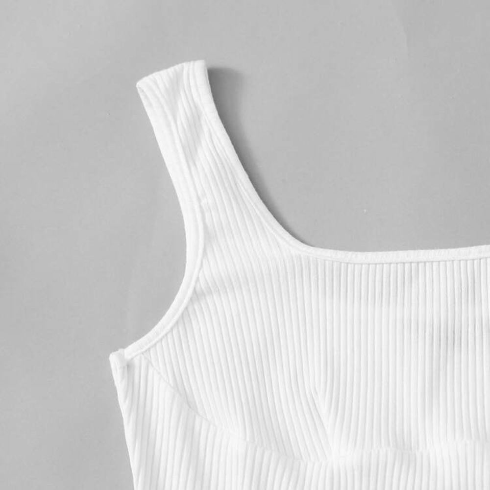 Solid Rib-Knit Tank Bodysuit - XL - White - Picture 4 of 5